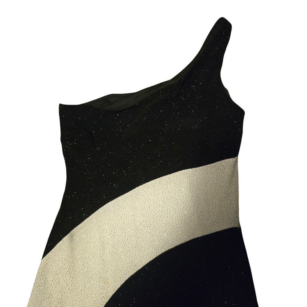 Betsy & Adam one shoulder swirl sparkle y2k maxi dress size 10 petite - Picture 5 of 6